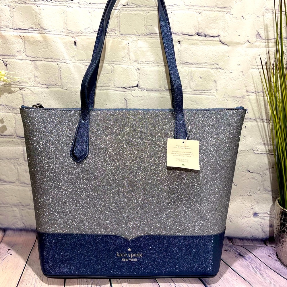 ⛔️SOLD⛔️ kate spade ♠️ lola glitter tote dusk navy